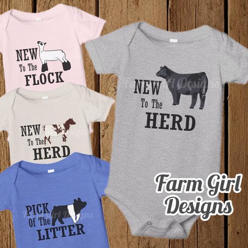 Livestock "New to the Herd" Bella Canvas Infant One-Piece Bodysuit | Cow Lamb Goat Pig