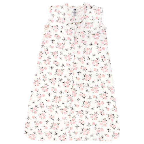 Hudson Baby Infant Girl Cotton Sleeveless Wearable Sleeping Bag, Sack, Blanket, Neutral Pink Floral, 0-6 Months