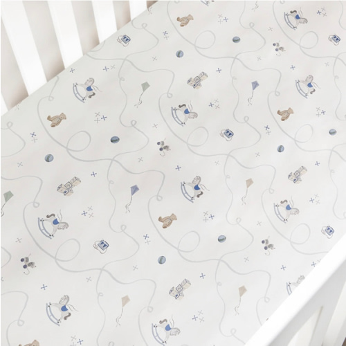 Little Toy Chest Crib Sheet - Ivory