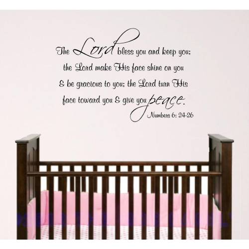 Nursery Bible Verse Wall Decal, Scripture wall decal Numbers 6: 24-26, Vinyl wall sticker for Nursery, Sunday School or Church