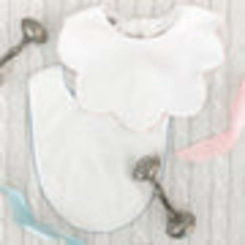 Bellyful Bib - Worth Avenue White with Palm Beach Pink Picot Trim