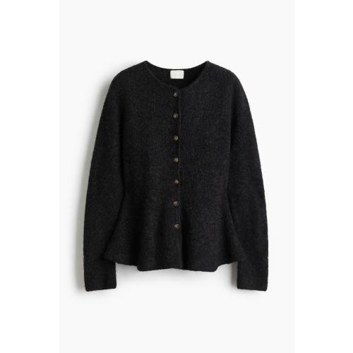 RIB-KNIT PEPLUM CARDIGAN