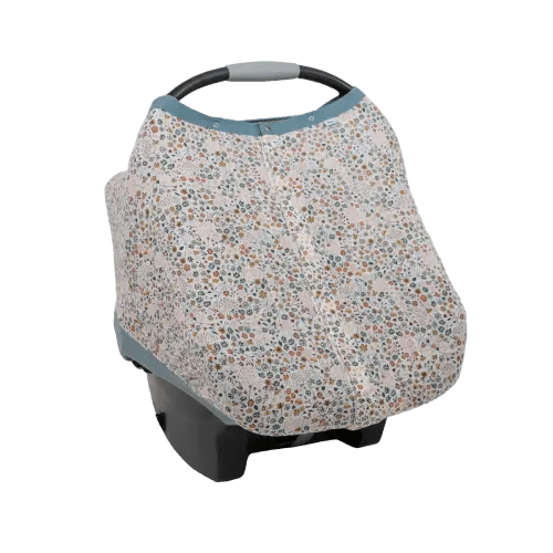 Cotton Muslin Car Seat Canopy - Pressed Petals