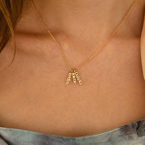 Personalized Multiple Name Necklace, Vertical Name Family Necklace, Children Names Jewelry for Mom, Mother Day Gift for Grandma, Wife