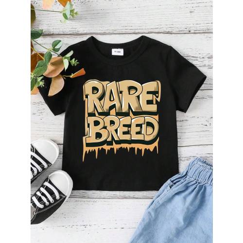 Baby Boys' Graffiti & Letter Pattern Printed Short Sleeve Streetwear T-Shirt For Summer