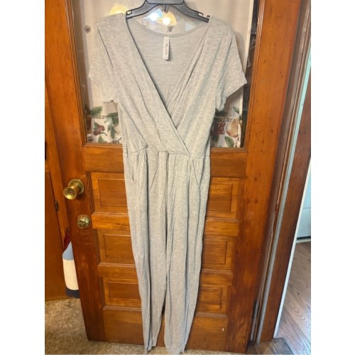 Latched Mama Heather Gray Wrap Front Jumpsuit