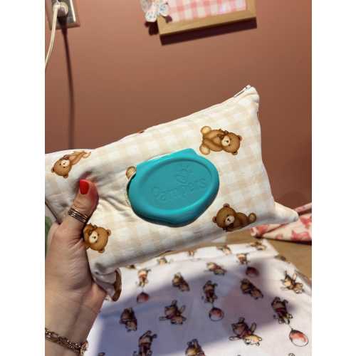 Baby Diaper & Wipe Pouch - Color Teddy Bear