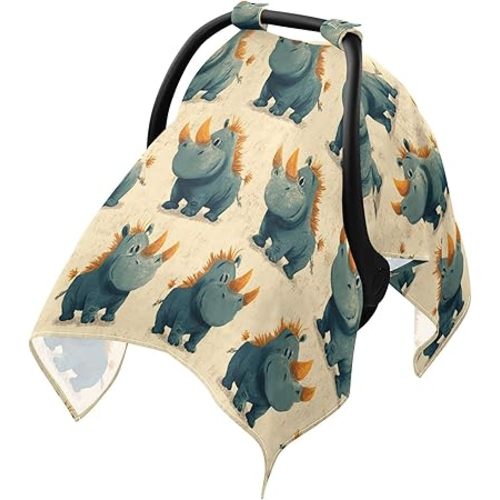 Cartoon Rhino Rhinoceros Car Seat Cover Baby Breathable Soft Infant Carseat Covers Canopies Babies Carrier Covers for Girl Boy