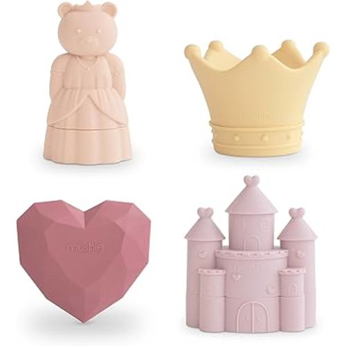 mushie Princess Bath Toys Play Set for Toddlers | 100% Food Grade Silicone | Mold Free, Pack of 4