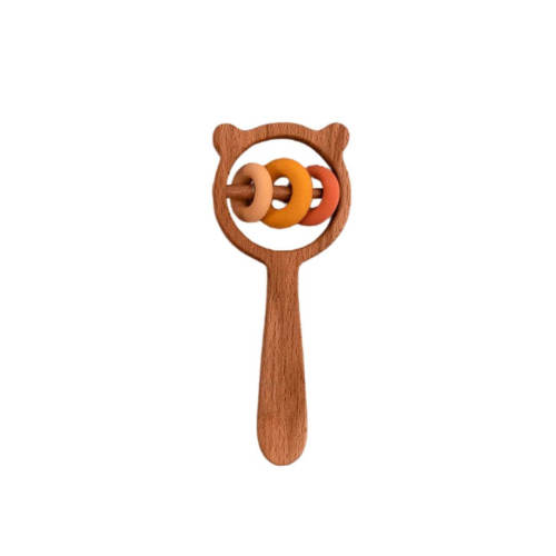 wooden bear rattle