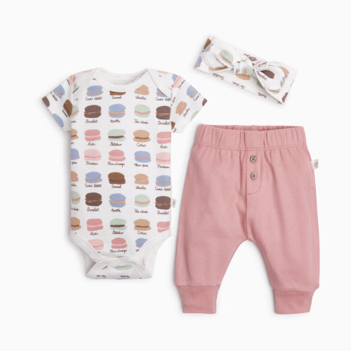Tiny Kind 3 Piece Organic Outfit Set - Macaroons, 0-3 M