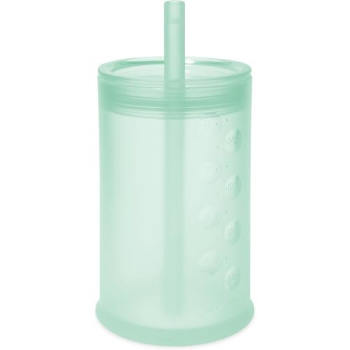 Olababy Clear View Silicone Training Cup with Straw Lid | Toddler Sippy Trainer 12mo+ | Unbreakable Water Drinking Cups for Kids 2yr+ | Baby Led Weaning & Feeding Supplies (Mint, 9 oz)