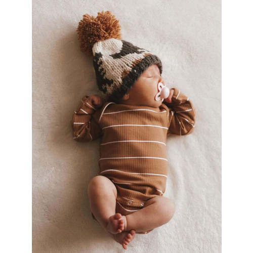 Saddle Stripe / Organic Ribbed Long Sleeve Bodysuit