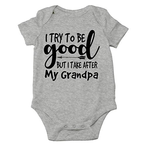 AW Fashions I Try To Be Good But I Take After My Grandpa Baby Bodysuit Funny Adorable Infant Cute Clothing