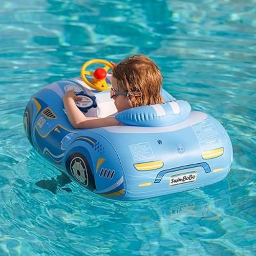 Swimbobo Toddler Pool Float with Seat Boat Inflatable Ride-on Car for Kids Outdoor Toys