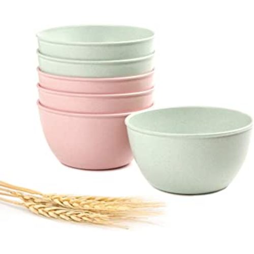 shopwithgreen Unbreakable Wheat Straw Plastic Kids Bowls - 16 OZ Lightweight Sturdy Bowls for Baby Children Toddler - Microwave and Dishwasher Safe