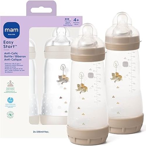 MAM 11oz Easy Start Anti-Colic+ Vented Baby Bottle, 4+ Months, 2 Pk, Unisex