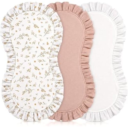 3 Pcs Baby Changing Pad Liners with Ruffle, 30.3 x 21.7'' 2 Color