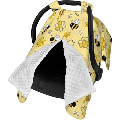 Bee Baby Car Seat Canopy Cover Multi Use Nursing Cover for Mom Nursing Covers Newborn Bee Shower Gift