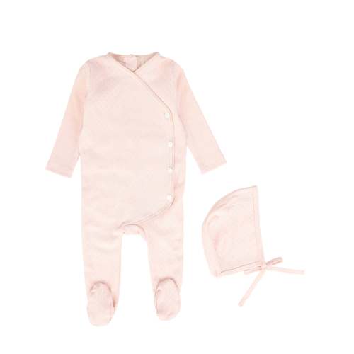 BEBE JOLEE PINK POINTELLE PIPED WRAP FOOTIE