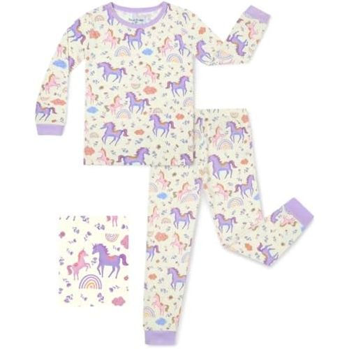 babee Reshinee Bamboo Viscose Toddler Girls Kids Pajamas Unicorn Mermaid Pjs Long Sleeve Snug fit 12M-8Y 2pcs Soft Jammies