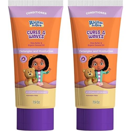 Ricitos de Oro Curl Conditioner: Hydrates Curls, Enhances Natural Patterns, Safe for All Hair Types, Keeps Curls Defined, Doesn't Weigh Down, Baby Hair Products, Kids Conditioner, Size 7.9 Oz, 2-Pack