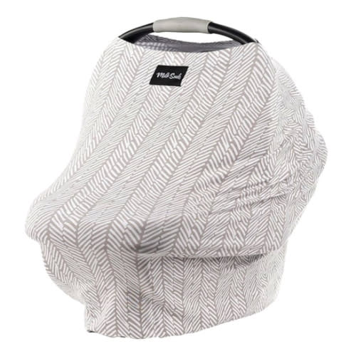 Milk Snob Original 5-in-1 Cover - Added Privacy for Breastfeeding, Baby Car Seat, Carrier, Stroller, High Chair, Shopping Cart, Lounger Canopy - Newborn Essentials, Nursing Top, Herringbone