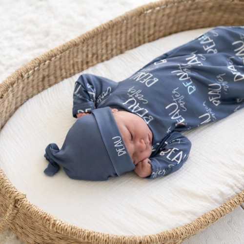 Baby Swaddle Set with Hat Newborn Name Blanket Custom Name Newborn Gift for Girl Nursery Bundle Infant Wear Photography Prop Baby Shower