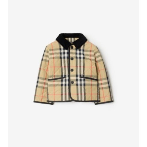 Check Quilted Nylon Barn Jacket in Sand | Burberry® Official