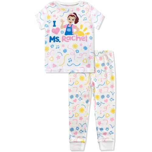 Ms. Rachel 2 Piece Pajama Set - Toddler Girls Boys PJ Set, Short Sleeve Shirt & Pants - Kids Sleepwear Set - Official License