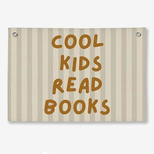Playroom Reading Corner Decor, Reading Corner Decor for Classroom Playroom Bedroom Nursery Toddler Room, Cool Kids Read Books Sign Hanging Linen Banner, 20x30 Inch