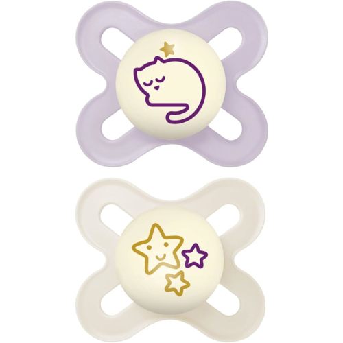 MAM Original Start Night Baby Pacifiers, Binky for 0-3 Months, BPA-Free Silicone Nipple, Easy to Clean, Best for Newborn Babies, Developed with Medical Experts, 2 Count Binkies with Sterilizer Case