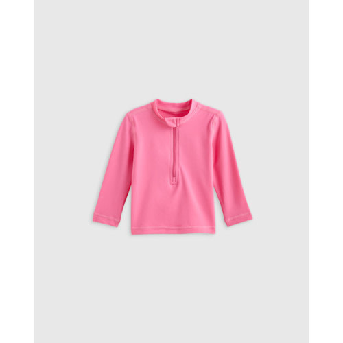 Long Sleeve Zip-Up Rash Guard - Baby in Watermelon Pink