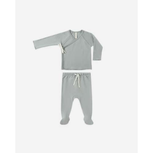 Wrap Top + Footed Pant Set || Steel Blue – Quincy Mae