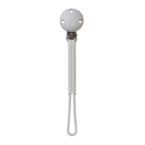 SARO Braided Silicone Pacifier Holder - Gray: BPA-Free Baby Pacifier Clip & Teether Chain