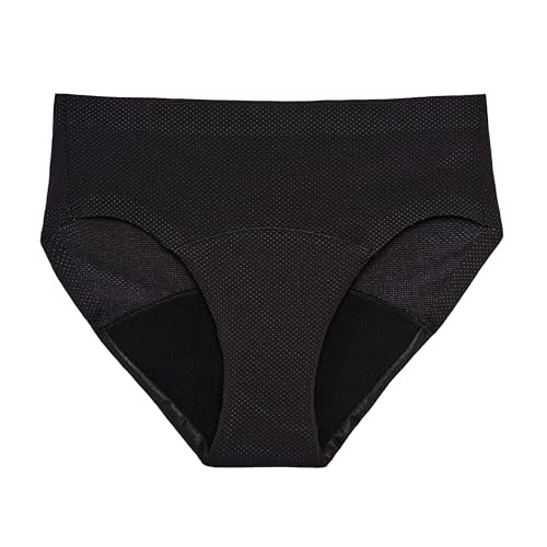 THINX Period Underwear, Breathable Hip Huggers, Holds Up to 12 Regular Tampons*, Period Panties, All-Day Absorbency Menstrual Underwear for Women, Reusable, 1 Pack, XL Black