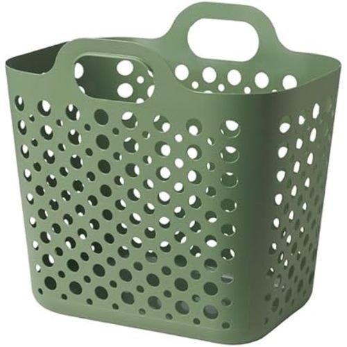Flexible Laundry Basket – 6 Gallon, Green – Lightweight Plastic Hamper with Handles – Flexible, Durable & Space-Saving Storage Bin for Clothes, Toys & More