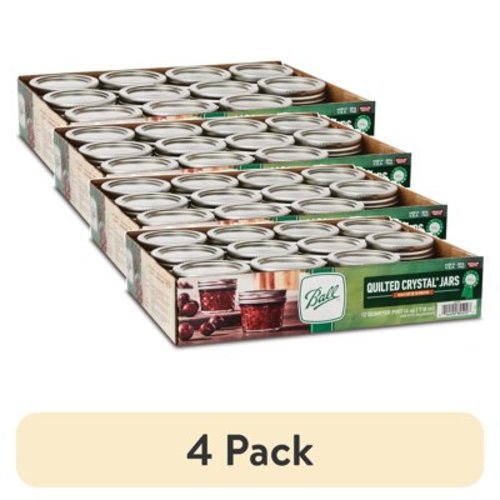 (4 pack) Ball Regular Mouth 4oz Quilted Pint Mason Jars, 12 Count