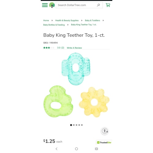 Baby King Water-Filled Baby Teethers | Dollar Tree