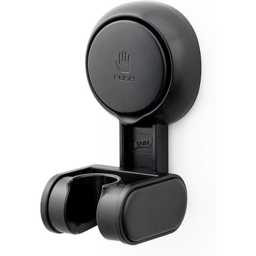 TAILI Shower Head Holder Suction Cup, Adjustable Height & Angle, Wall Mounted, Waterproof, Black, Plastic, Round, Bathroom & Shower Fixture