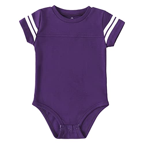 ROMPERINBOX Baby Football Jersey Onsies Raglan Bodysuit Customized Newborn Unisex Romper with Contrasting Sleeve Stripes