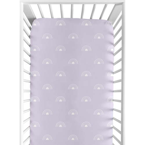 Sweet Jojo Designs Boho Rainbow Lavender Purple and White Fitted Crib Sheet