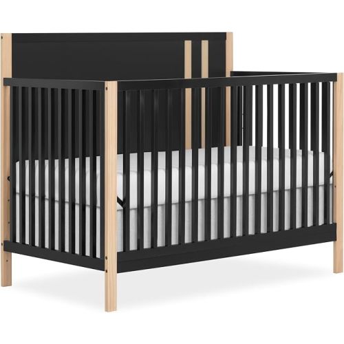 Dream On Me Soho 5-in-1 Convertible Baby Crib in Matte Black Vintage, GreenGuard Gold & BSA, Sustainable Pinewood, 3 Levels, Converts to Toddler, Day & Full-Size Bed