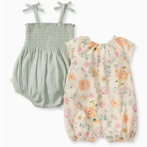 Mediterranean Floral Baby Girl Bubble Romper 2-Pack Set