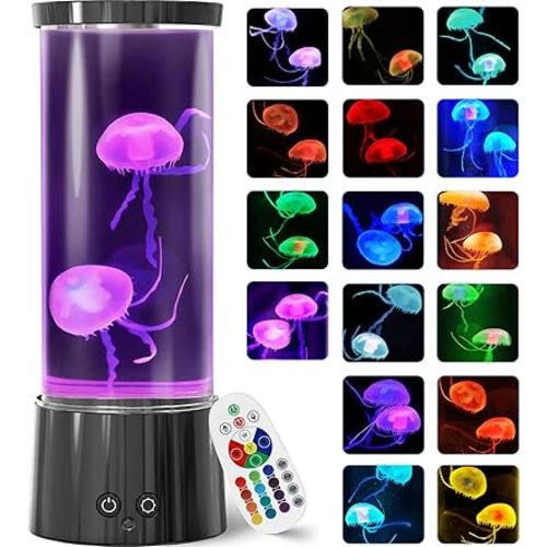 Jellyfish Lamp — 17 Color Changing with Remote Control (Black, 12 inch)