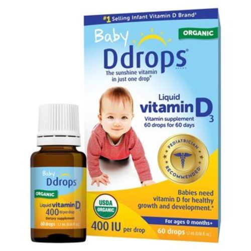 Ddrops Baby Vitamin D 400 IU Organic Liquid Drops - 0.06 fl oz: Gluten-Free, Non-GMO, No Preservatives