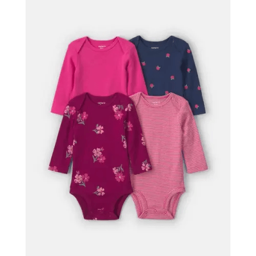 Baby Girl 4-Pack Floral Long-Sleeve Multipack Bodysuits | Carter's