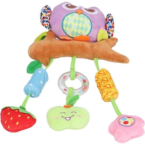 Baby Plush Rattle Toy, Charming Wind Chime, Pacifier for Peaceful Sleep for Babies, 360° Rotating Hanging Rattle Doll for Babies (Purple Owl-Shaped)