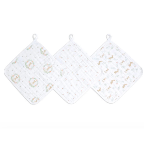 Blushing Bunnies Muslin Washcloths 3pk | aden + anais