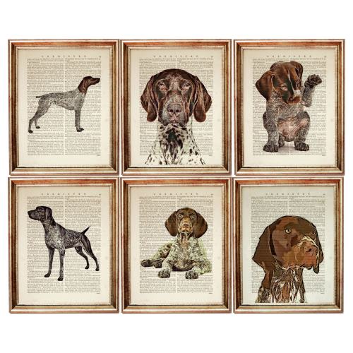 Set of 6 Prints German Shorthaired Pointer Dictionary Art Print, GSP Wall Art, Set of Dogs Art Print, Dog Dictionary Book